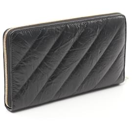 Balenciaga-Balenciaga Crush Quilted Leather Wallet Black-Black