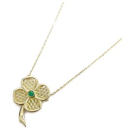 Van Cleef & Arpels Emerald Clover Necklace K18 YG Green