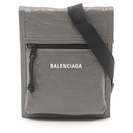 Balenciaga-Balenciaga Explorer Leather Small Pouch Shoulder Bag-Grey