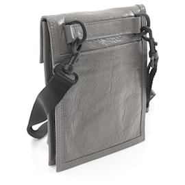 Balenciaga-Balenciaga Explorer Leather Small Pouch Shoulder Bag-Grey