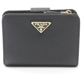 Prada-Prada Saffiano Leather Bifold Wallet Black-Black