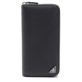 Prada-Prada Saffiano Leather Long Wallet Black-Black