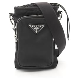 Prada-Prada Re-Nylon Saffiano Leather Phone Shoulder Bag-Black