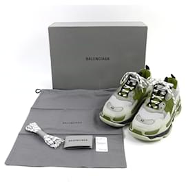 Balenciaga-Balenciaga Triple S Leather Sneakers Gray Red-Other