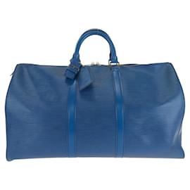 Louis Vuitton-Louis Vuitton Epi Keepall 50 Blue Leather Bag-Blue