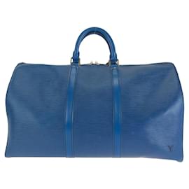 Louis Vuitton-Louis Vuitton Epi Keepall 50 Blue Leather Bag-Blue