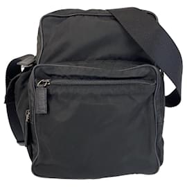 Prada-Prada Nylon Tessuto Triangle Logo Crossbody Bag-Black