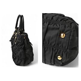 Prada-Prada Nylon Leather 2way Handbag Shoulder Bag-Black