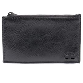 Balenciaga-Balenciaga Monaco Leather Long Coin & Card Holder-Black