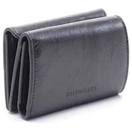 Balenciaga-Balenciaga Leather CAG Mini Wallet Black-Black