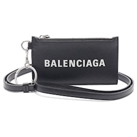 Balenciaga-Balenciaga Leather Coin Case Wallet Black-Black