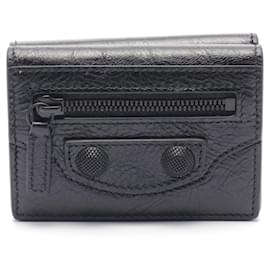 Balenciaga-Balenciaga CAG Mini Leather Wallet Black-Black