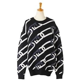 Fendi-Fendi Wool Knit Sweater FF Chain Motif-Other