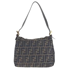 Fendi-Fendi Zucca Canvas Leather Shoulder Bag-Brown