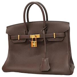 Hermès-Hermes Birkin 25 Handbag in Brown Togo Leather-Brown
