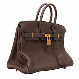 Hermès-Hermes Birkin 25 Handbag in Brown Togo Leather-Brown