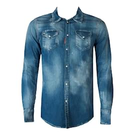 Dsquared2-Dsquared2 Very Rare Classic Western Denim shirt-Light green