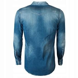 Dsquared2-Dsquared2 Very Rare Classic Western Denim shirt-Light green