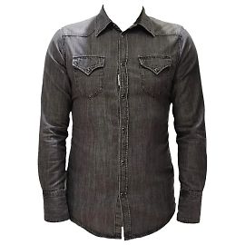 Sehr seltener Western-Denim-Hemd von Dsquared2 Anthrazitgrau