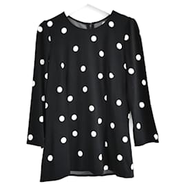 Dolce & Gabbana-Dolce & Gabbana B&W Polka Dot Top Blouse-Black