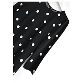 Dolce & Gabbana-Dolce & Gabbana B&W Polka Dot Top Blouse-Black