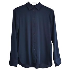 Camisa de seda navy Vince Azul marinho