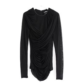 Top de tule drapeado preto com acabamento em couro da Tom Ford Preto