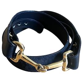 Céline-Adjustable belt 70s vintage Céline 36/38/40 (70) suede, navy leather with gold buckles-Navy blue