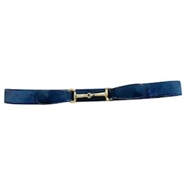 Céline-Adjustable belt 70s vintage Céline 36/38/40 (70) suede, navy leather with gold buckles-Navy blue