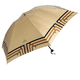 Fendi-FENDI Umbrella Nylon Beige Black Auth am7181-Black,Beige