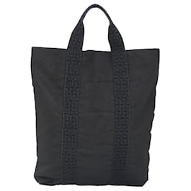 Hermès-HERMES Sac Cabas Her Line en Nylon Gris Argent Auth bs19750-Marron,Argenté