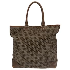 Fendi-FENDI Zucchino Canvas Hand Bag Beige Auth fm4127-Beige