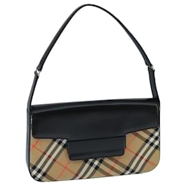 Autre Marque-Burberrys Nova Check Shoulder Bag Canvas Beige Auth 101435-Beige