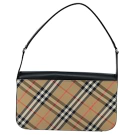 Autre Marque-Burberrys Nova Check Shoulder Bag Canvas Beige Auth 101435-Beige