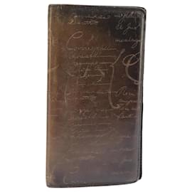Berluti-Berluti Calligraphy Long Wallet Leather Brown Auth bs19899-Brown