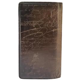 Berluti-Berluti Calligraphy Long Wallet Leather Brown Auth bs19899-Brown