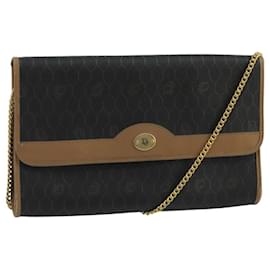 Christian Dior-Christian Dior Honeycomb Canvas Shoulder Bag PVC Gold Black Auth 101442-Black,Golden