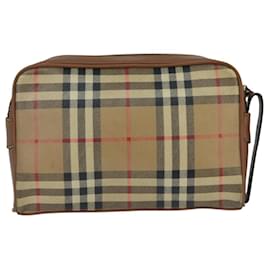 Autre Marque-Burberrys Nova Check Clutch Bag PVC Leather Beige Auth bs20132-Beige