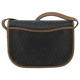 Christian Dior-Christian Dior Honeycomb Canvas Shoulder Bag PVC Gold Black Auth 100296-Black,Golden