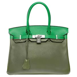 Hermès-HERMES Birkin 30 Bag in Green Leather - 102327-Green