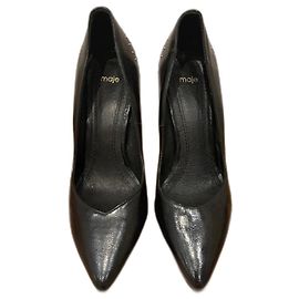 Maje Black Leather Stiletto Heels 10cm Black