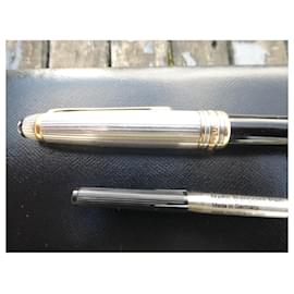 Montblanc-Montblanc ballpoint pen with box and new medium blue refill-Silver hardware
