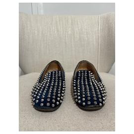 Christian Louboutin-CHRISTIAN LOUBOUTIN Mules et sabots T.EU 38.5 Velours-Bleu