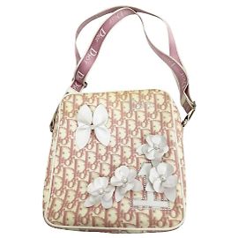 Pochette Christian Dior Rose Monogramme Fleurs Strass Nylon Rose