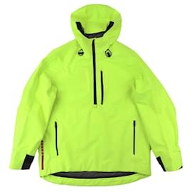 Prada Fluorescent Yellow Green Gore-tex Half Zip Pullover Jacket Green