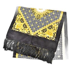 Versace Reversible Silk Wool Scarf Black/Gold Black