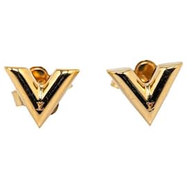 Louis Vuitton-Louis Vuitton Essential V Earrings M68153 Gold Plated-Golden,Metallic