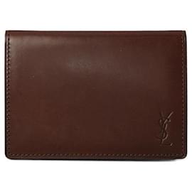 Yves Saint Laurent-Yves Saint Laurent Leather Card Case/Pass Case-Brown