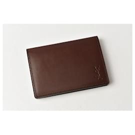 Yves Saint Laurent-Yves Saint Laurent Leather Card Case/Pass Case-Brown