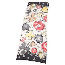 Sciarpa in seta COCO Mark floreale di Chanel Multicolore
